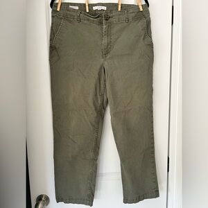 LOFT Green Trousers Cotton Blend Straight Leg